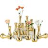 NUPTIO Vaso Fiori Centrotavola Oro: 12 Pezzi Vintage Piccoli Vaso Fiori Vetro per Decorazioni Matrimonio - Vasi Decorativi per Natalizio Compleanno Arredamento Casa