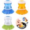 Zimoer Spazzola Piatti con Dispenser, Spazzola Lavapiatti, 3 Pezzi Spazzola per Piatti con Dosatore di Detersivo per Piatti, Dispenser di Sapone Lavaggio per Piatti, Pentole, Lavandini