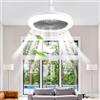 BomKra Lampadario con Ventilatore da Soffitto, E27 Ventilatore da Soffitto Con Luce e Telecomando, Ventilatore Soffitto con Luce Super Silenziosa, 3 Velocità, Luminosità, Memoria, Tempistica