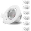 Aigostar Downlight Da Incasso a LED, 5W 370Lm, Faretti da Incasso 4000K Luce Bianco Naturale, Orientabili a 30° Faretti LED da Incasso per Cartongesso, Foro Incasso Ø70-75 mm, 220-240V, Set di 6
