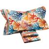 Tex family Completo Lenzuola Matrimoniale MAXI - Fantasia Coralli Multicolore - 100% Cotone - Design Vivace e Moderno