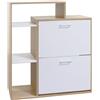 IlGruppone Scarpiera in Legno 2 Ante A Ribalta Armadio Salvaspazio con Mensole Vari Colori Portascarpe Alto Stretto Ingresso Mensola Corridoio Scarpiere Design Moderno - Nocciola