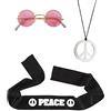 W WIDMANN MILANO Party Fashion - Set da travestimento hippie | Fascia per la testa, occhiali e collana, Flower Power, accessori, set di accessori per costumi per Carnevale e feste a tema