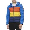 Tommy Hilfiger Water Resistant Ultra Loft Filled Hooded Puffer Jacket Cappotto Alternativo in Piuma, Blu Multi Colorblock, L Uomo