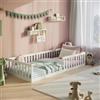 Kids Collective Letto per bambini Letto da terra 90 x 200 cm con protezione anticaduta e rete a doghe Lettino Montessori opzionale con materasso Bianco Altre misure 120 x 200 cm 140 x 200 cm