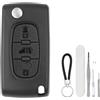 DXiongW Guscio Chiave Auto 3 Tasti CE0536 HU83 Compatibile con Citroen Berlingo Dispatch Peugeot Partner Expert Fiat Scudo Toyota ProAce Guscio per Chiave Telecomando con Supporto Batteria e Slot