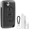 DXiongW Guscio Chiave Auto 3 Tasti CE0523 VA2 Compatibile con Citroen Berlingo Dispatch Peugeot Partner Expert Fiat Scudo Toyota ProAce Ricambio Guscio Cover per Chiave Telecomando con Portachiavi