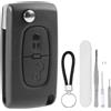DXiongW Guscio Chiave Auto 2 Tasti CE0523 HU83 Compatibile con Peugeot 207 307 308 407 408 607 2BT e Citroen C3 C2 C4 C5 C6 C8 Xsara Ricambio Guscio Cover per Chiave Telecomando con Slot Batteria