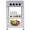 Gqouur Fornello a gas indipendente con 4 bruciatori, fornello a gas da campeggio, con ripiano a 2 ripiani, piano cottura a gas indipendente, forno da campeggio portatile per cucina/esterni