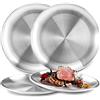trabag 3 Pezzi Piatti Campeggio, Diametro 20 Cm Piatti Rotonde In Acciaio Inox, Piastra Acciaio Inox, Tavola Portatile Per Campeggio All'Aperto, Escursionismo, Picnic, Bbq, Spiaggia
