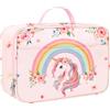 Clastyle Borsa Termica Porta Pranzo Bambini Scuola Arcobaleno Unicorno, Borsa Frigo Piccola Fiore Portatile, Borse Porta Alimenti Grande Rosa Ragazze