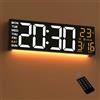 Maxstar 16 Orologio da parete digitale grande con display LED e telecomando a 8 RGB,rumori allarmi doppi,DST,temperatura,data,luce notturna per camera da letto/ufficio/soggiorno/palestra/sala giochi
