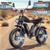 Q20 E-Bike 2000W doppio motore 52 v40ah doppia batteria freno idraulico bicicletta elettrica 20 pollici grasso pneumatico fuoristrada bici elettrica - BLACK 1000W 48V15AH