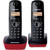 Panasonic KX-TG1612SPR Telefono cordless, Nero/ Rosso, Versione spagnola