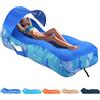 glowsky Divano gonfiabile ad aria con design unico, lettino da spiaggia gonfiabile con cuscino, impermeabile, sedia da campeggio, amaca per escursioni, cortile, viaggi, spiaggia, parco, picnic (blu)