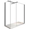 LANERI Doppia Parete Doccia Walk-in Con Braccio A T Vetro 8 mm Reversibile, Telaio Nero Opaco, 75X90 CM (TWALKINBLACK75X90)