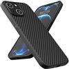 Mixroom - Cover Custodia Case per iPhone 15 Fibra di Carbonio Anti Scivolo e Anti Caduta Colore Nero in TPU Morbida con Bordi Piatti