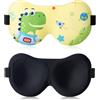 Gsrhzd Mascherina Occhi per Dormire, 3D Cartone Animato Carino Benda Occhi Bambini, Maschera Notte per Bambina Bambino, Paraocchi Notte, Giallo
