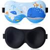 Gsrhzd Mascherina Occhi per Dormire, 3D Cartone Animato Carino Benda Occhi Bambini, Maschera Notte per Bambina Bambino, Paraocchi Notte, Blu