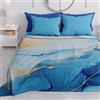 PETTI Artigiani Italiani - Copriletto Matrimoniale Primavera Estate, Coperta Leggera Matrimoniale, Lenzuola Copriletto, Marble Azzurro 100% Made in Italy