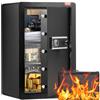VEVOR Cassaforte a una Porta da 99 L con Serratura a Chiave e Password, Cassaforte con Borsa Ignifuga, Portachiavi, Luce LED, 2 Divisori Regolabili Rimovibili, per Denaro, Documenti e Gioielli, Nero