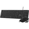 Watio Wave Combo - Tastiera e mouse USB silenziosi, design sottile, colore nero, ideale per ufficio, facile e comodo uso quotidiano.
