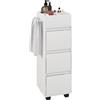 HOMCOM Mobiletto da bagno con 4 scomparti, 3 cassetti e porta asciugamani, dim. 35 x 30 x 90 cm, bianco