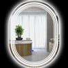 kleankin Specchio da bagno ovale illuminato a LED 3 colori regolazione luminosità interrupter tattile, anti-appannamento, 70 x 50 cm