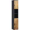 kleankin Colonna Bagno in Truciolato con 2 Ripiani Aperti e 2 Armadietti a 2 Livelli, 30x30x183 cm, Rovere | Aosom Italy