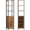 kleankin Mobile Bagno Alto Stretto, Mobiletto Bagno Salvaspazio con Ante Soft Close a Persiana, 3 Ripiani Aperti, Ripiani Regolabili, Marrone Rustico | Aosom Italy