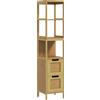 kleankin Mobile Colonna da Bagno Stile Accogliente dimensioni 30L x 30l x 144H cm 3 ripiani 2 cassetti Bambù