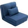 HOMCOM Poltrona letto divano letto trasformabile poltrona 1 posto con 1 cuscino con schienale regolabile, blu scuro