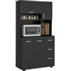 HOMCOM Credenza da cucina multi-rangements 4 ante 3 cassetti ripiano + ampio piano 89L x 39,5l x 168H cm nero