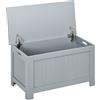HOMCOM Contenitore Multiuso con cerniere di sicurezza e 2 maniglie laterali, Baule portaoggetti in legno, 81 x 40 x 46 cm, grigio | Aosom Italy