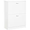 HOMCOM Scarpiera Mobile per Scarpe dim. 60L x 24P x 80H cm 2 Ante Ribaltabili Bianco
