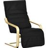 HOMCOM Poltrona Relax Comfort e Relax con Poggiapiedi regolabile sfoderabile 94 x 66,5 x 100 cm Legno Massello Nero