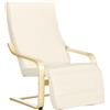 HOMCOM Poltrona Relax con Poggiapiedi a 5 Livelli e Poggiatesta, Legno di Betulla e Tessuto, 66,5x94x100 cm, Crema | Aosom Italy