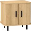 HOMCOM Comodino, tavolino, stile scandinavo con 2 porte scorrevoli e piedi in acciaio 48 x 40 x 48 cm, effetto legno