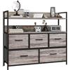 HOMCOM Mobile da camera stile industriale comò 5 cassetti in tessuto pieghevoli e rimovibili e ripiani - 98l x 29P x 85H cm