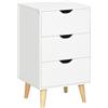 HOMCOM Comodino 3 cassetti Tavolino da comodino Mobiletto da stile scandinavo in Legno - 40 x 35 x 68,5 cm - Bianco