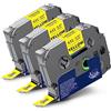 Labelwell 3x Nastro Compatibile per Brother TZe-631 TZe631 TZ631 TZ Tape 12mm x 8m 0.47 Nero su Giallo per Brother P-touch PT-H105 PT-H100LB PT-D200 PTH101C PTP700 PTE100 PTD600VP D400VP PTD400 P950NW