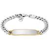 Fossil Bracciale da uomo Drew bicolore in acciaio inox, JF04851998, Eine Grösse, Acciaio inossidabile, Nessuna pietra preziosa, Argento Lucido e Oro
