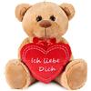 Brubaker Orsacchiotto Orso di Peluche con Scritta ICH Liebe Dich su Un Cuore di Peluche - 35 cm di Altezza