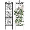 unho Traliccio per Rampicanti, Sostegno per piante Set di 2 Graticolati da giardino 195x50 cm Griglia Supporto per piante rampicanti in Metallo Nero