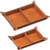 Navaris Svuotatasche Ingresso - Set 2X Svuota Tasche Casa - Vassoio Portaoggetti Portagioie Uomo Donna - Portachiavi Moderno Pelle Sintetica Marrone