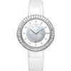 CIGA Design Orologio da donna collezione Sparkle al quarzo, lunetta con gemme, elegante quadrante in madreperla, cinturino in pelle raffinata con fibbia per orologio da donna, argento, cinturino in