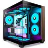 FOIFKIN M3 Case PC - Pannello frontale in legno di noce, 3 PWM ARGB preinstallato, ATX Mid-Tower Gaming PC, vetro panoramico 270°, con Type-C (Nero, M3)
