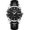 LIGE Orologio Vintage Uomo Elegante Analogico Quarzo Classico Wrist Watches For Men Impermeabile In Vera Pelle Pointer Luminoso Business Orologio Da Polso Uomo Con Data,Argento Nero