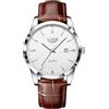 LIGE Orologio Vintage Uomo Elegante Analogico Quarzo Classico Wrist Watches For Men Impermeabile In Vera Pelle Pointer Luminoso Business Orologio Da Polso Uomo Con Data,Argento Bianco