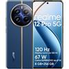 realme 12 pro 5G Smartphone, 8 + 256GB, processore Snapdragon 6s Gen 1, Fotocamera Telescopica per ritratto da 50MP, Display con visione curva 120Hz, Schermo da 6,7 pollici, Blu (senza adattatore)